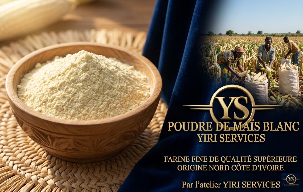 Poudre de maïs blanc bio non transformée pour tô et bouillies – farine de maïs Côte d'Ivoire en gros